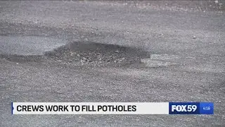 Indianapolis Department of Public Works takes advantage of warmer weather to fill potholes