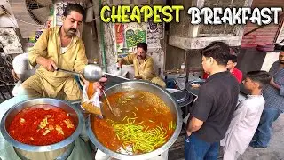 CHEAPEST BREAKFAST IN LAHORE | BISMILAH NAAN CHANAY | BONG PAYE |LAHORI STREET FOOD