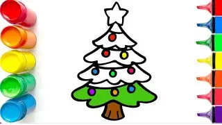 How To Draw a Christmas Tree 🎄 Easy Step by Step | Drawing Painting & Coloring