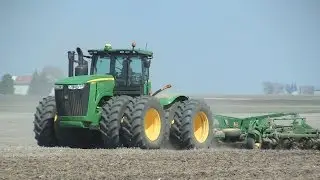 A John Deere 9460 R Tractor Near Genoa, Illinois on April 23, 2016