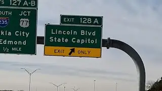 Lincoln Blvd in Oklahoma City from I-44 West Exit 128A, past the Oklahoma Capitol, to Reno Ave