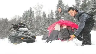 SOLO SNOWMOBILE CAMPING!!! | (Olight S1R Baton II)