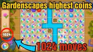 Gardenscapes highest score 💥 | 1024 moves left😲