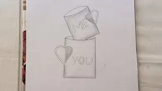 Easy couple cup drawing #drawing #art #trending #minivlog 