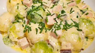 Kartoffelknödel Rosenkohl Pfanne mit Leberkäse🤩👍🏼 #leberkäse #rezepte #fürdich #essen #bayern #viral