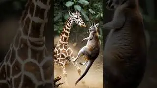 wo😮 giraffe 🦒kangaroo🦘 fight #memes #animals #shortvideos #foryou #giraffe #kangaroo #audio