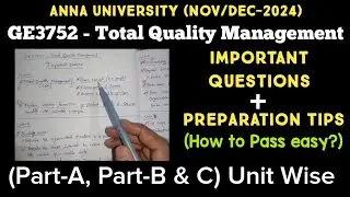 ge3752 total quality management | important questions | Nov Dec 2024 exam | anna university latest