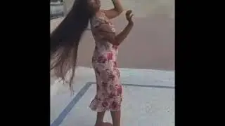 Beautifull long hair girl playing at terros