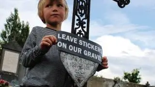 NOT SCIENTISTS - leave stickers on our graves