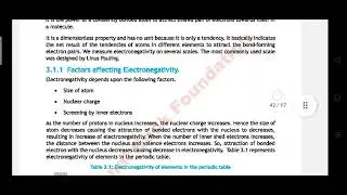 Ist Year Federal Chemistry #Chapter 3#Chemical Bonding#Electronegativity#Factors#periodic trends