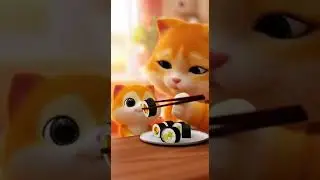 AWW! Mama Cat Shares Kimbap With Baby Enjoy This Cute Moment #AICat #Cats #Kimbap