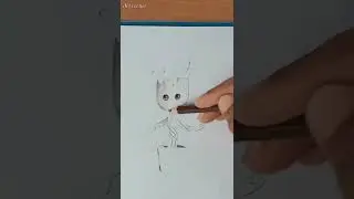 draw groot with colour pencil || Marvel character || Art Corner || #youtubeshorts