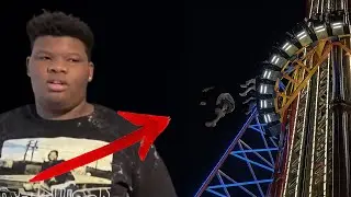 Er wird gleich aus einem Freefall Tower fallen
