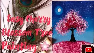 Easy Cherry Blossom Tree Painting 🌲🌸| #beginnersdrawing #artwork #painting #art #easytricks