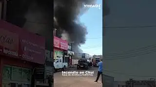 INCENDIO CONSUME UN COMERCIO DE LUBRICANTES Y CUBIERTAS EN CHUI, BRASIL