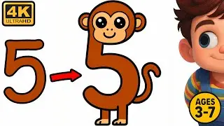 Transform Number 5 into a CUTE SEAHORSE 🐠 | Ocean Animals Drawing for Kids | Learn Numbers