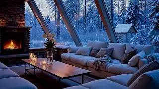 Peaceful Winter Piano Soundscape 🤍 | White Room, Snowy Window & Fireplace | Deep Focus & Meditation