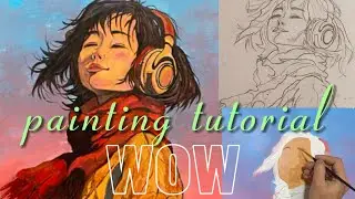 Headphone Portrait Painting Tutorial. Learn Now#acrylicpainting
