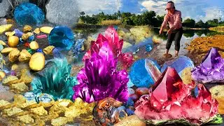 Great Finding Natural Gold, Diamond Amethyst. Diamonds, Quartz Crystal at the gold zone