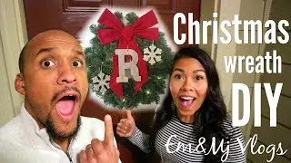Shopping for Christmas decor  + DIY door wreath | Em & MJ vlogs