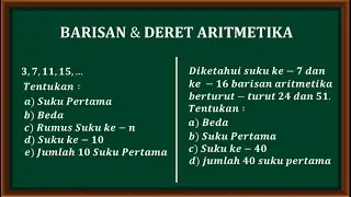 Barisan dan deret aritmatika - Menentukan suku pertama, beda, rumus suku ke-n dan jumlah suku ke-n