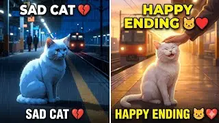 Sad Cat at Railway Station 💔 | Happy Ending 🐱❤️ #Shorts