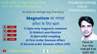 Magnetism का लफड़ा हमेशा के लिए खत्म, spin only magnetic moment, orbital contribution and TIP