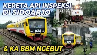 KERETA API INSPEKSI KUNING DAN KA BBM NGEBUT DI SIDOARJO