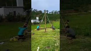 He made a special swing for his children.