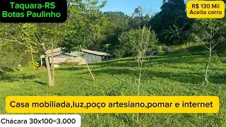 VENDIDO!!! Ch&aacute;cara 30x100=3.000m2 com casa mobiliada em Taquara-RS.