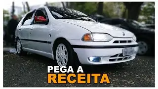 Palio G1 Branco com rodas do Alfa Romeo