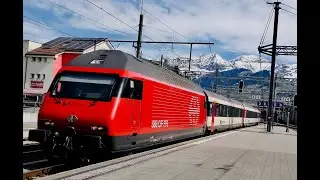 SBB CFF FFS Pair of RE460 Lok 2000 electric locomotives seen on a inbound train at Spiez Switzerland