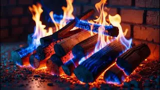 Relaxation & Cozy Warmth &ndash; 12H Blue Flame Fireplace with Ember Glow and Gentle Night Ambience