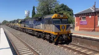 RailFirst CF4421, QUBE QL004 & QL007 Speeds Through Wangaratta Station from Port Kembla - Horn Show