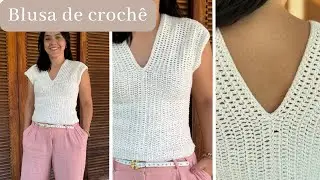 BLUSA DE CROCHÊ FÁCIL / PAP BLUSA DECOTE V / PONTO ALTO