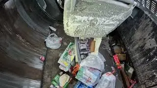 Garbage truck hopper POV: McNeilus ZR Smashing recycling!