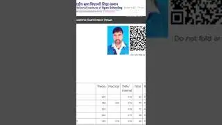 My passing NIOS result mark in exam October / November - 2024