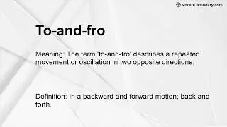 To-and-fro Meaning