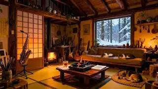 Deep Sleep in a Cozy Japanese Cabin ❄️ Fireplace ASMR & Slow Jazz