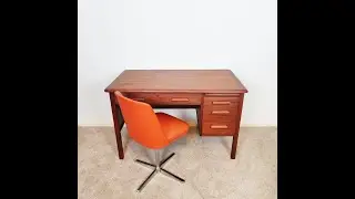 Vintage Abbess Solid Oak School Teachers Desk 1950s