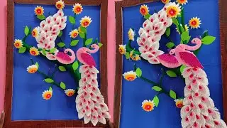 Quick and Easy Cotton  peacock Craft Making | Beautiful Peacock Craft With Cotton! Home Made Craft