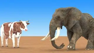 Woolly Mammoth Vs Zombie Bull and Cow Cartoon | Mammoth Elephant Vs Giant Bull Animal Epic Battle