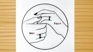 Romantic couple holding hands drawing / easy way to draw cute couple holding hand / love drawing