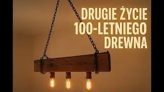 Rustykalny retro żyrandol ze 100 letniej beli