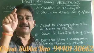 Final Accounts |Adjustments | Part 6 | In Telugu | By Sriram Ca Academy Subbu