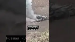 Russian T-80BV Tank Destroyed by US-made Javelin Missile. Top Work of Ukrainian Armed Forces