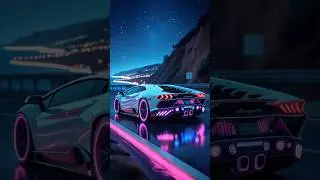 Neon Lamborghini Aventador Night Drive | Cinematic 4K Coastal Ride #shortvideo