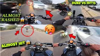 Duke 200 vs MT-15 & Insane Gap Cutting with Duke | Almost Crash Duke 200 😱 | 