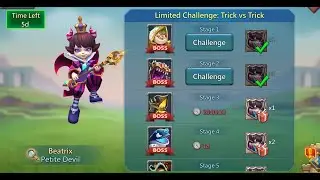 Lords mobile , limitrd challenge : Trick vs Trick ( Beatrix stage 1 and 2 )