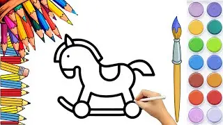 How To Draw cute Horse Toy Drawing easy, Painting & Coloring For Kids and Toddlers_ Child Art🐋🌈🎨